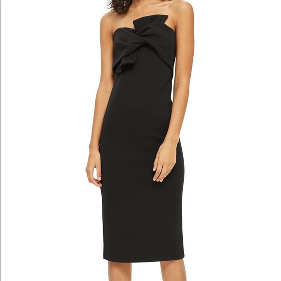 black bow twist midi dress size4 - Picture 1 of 5